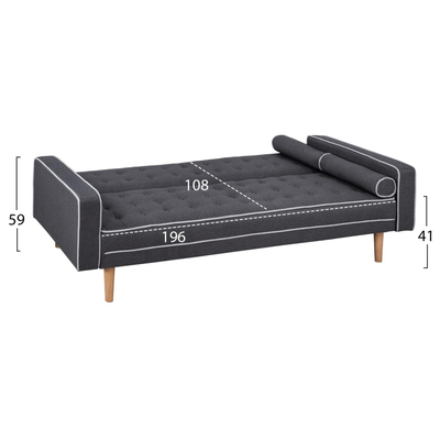 Divan-shtrat Salvador me 2 jastëkë 224x88x84cm (HM3150.01), gri