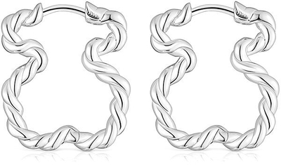 Vathë për femra Tous Twisted Teddy Bear Hoop, të argjendtë