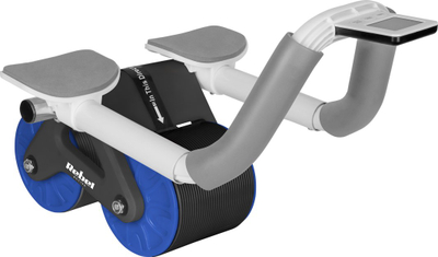 Pajisje për muskujt e barkut Rebel AB Roller Wheel AB-3, timer LED, deri 150kg, zi blu
