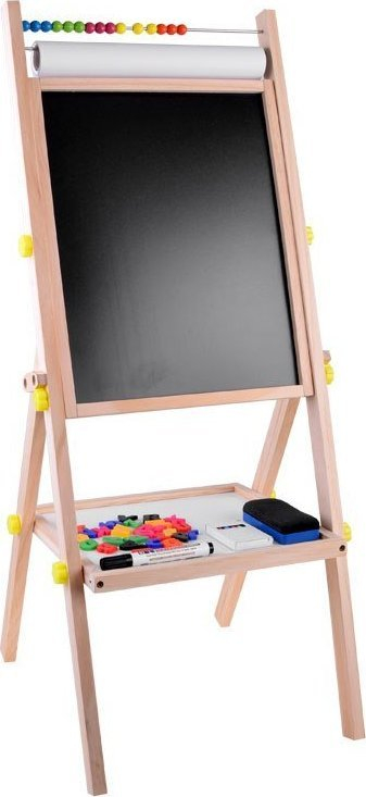 Дрвена табла за деца Easel TA0096, 3 во 1, магнетна и со креда, многуобојна