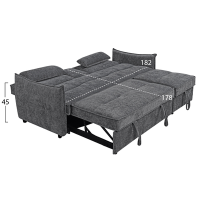 Sofabed dy vendësh Velar Multiform HM3305.01, 208x86x85cm, material tekstil, gri