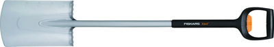 Lopatë kopshti Fiskars Xact Telescopic Rounded Spade, me bisht teleskopik, me dorezë SoftGrip, gri