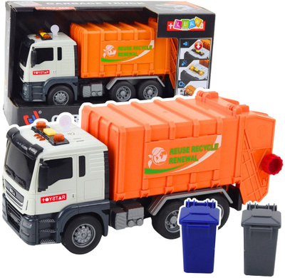 Kamion lodër me mbeturina Garbage Truck, drita dhe zë, shkalla 1:14, portokalli