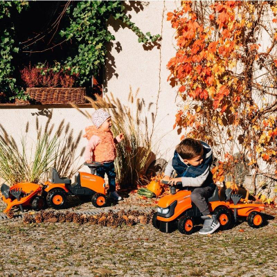 Traktor lodër Falk Kubota Ride-on, me rimorkjo, për kalamaj 1–3 vjeç, portokalli