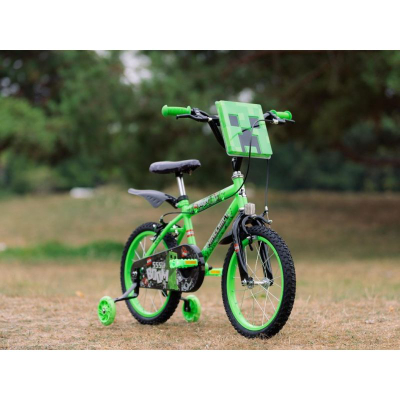Детски велосипед Huffy Minecraft, 16", помошни тркала, зелен