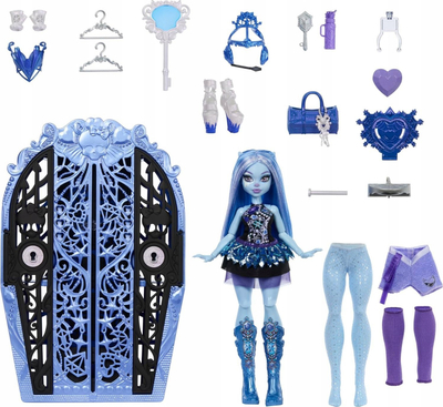 Lodër kukull Monster High Abbey Bominable Skulltimate Secrets, set me dollap edhe me aksesorë, blu