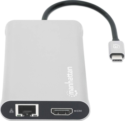 Dock USB C Manhattan MST, 10 porta, Power Delivery 100W, gri