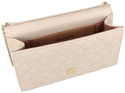 Çantë crossbody Love Moschino Quilted Logo Chain, rrip me zinxhir, e zezë