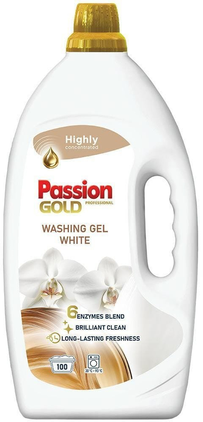 Xhel larës për rroba Passion Gold Gel White, 4L, 100 larje, për rroba të bardha
