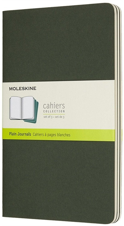 Set fletore Moleskine Cahier Journal, 3 copë, faqe të bardha, 13 x 21 cm, Myrtle Green