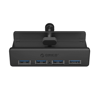 Hub USB Orico MH4PU, 4x USB A 3.0, me kapëse për montim, i zi