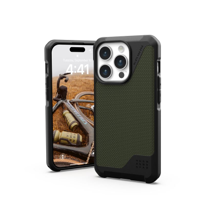 Mbështjellës telefoni UAG Metropolis LT për iPhone 15 Pro, me MagSafe, Kevlar jeshile