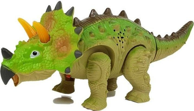 Lodër dinosauri Leantoys Triceratops, me bateri, me drita, jeshile