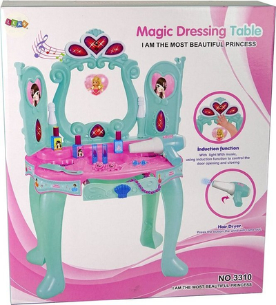 Tualet me drita dhe tinguj Leantoys Mint Vanity, për fëmijë, plastike, mente