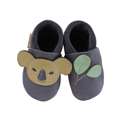Këpucë bebeje Baobaby Koala, lëkurë e butë, madhësia XS, gri