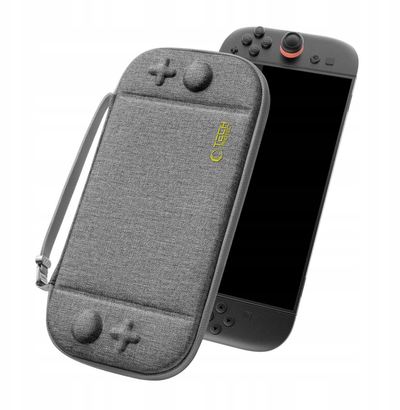 Çantë mbrojtëse Tech-Protect Slim Pouch për Nintendo Switch 2, dizajn i hollë, xhepa për lojëra, gri