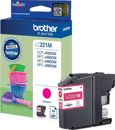 Kartushë boje Brother LC-221M, origjinale, magenta