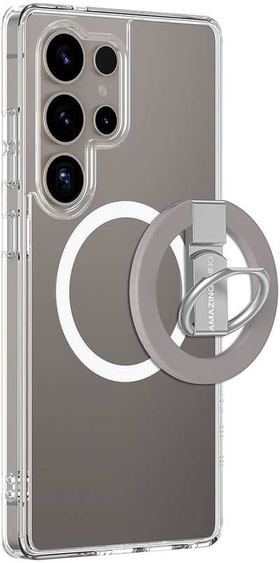 Mbrojtëse telefoni AMAZINGthing Minimal Mag Panel për Samsung Galaxy S25 Ultra, unazë magnetike, transparente