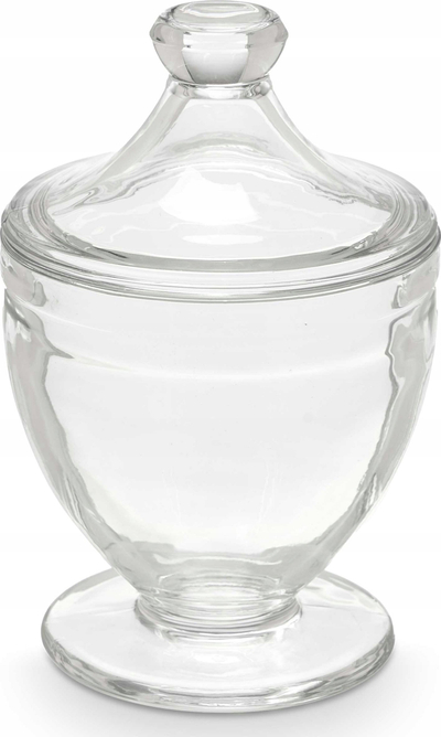 Kuti karamelesh Candy Box me kapak xhami, e vogël, transparente