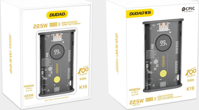 Power bank Dudao K16, 10000mAh, 22.5W PD, transparent i zi
