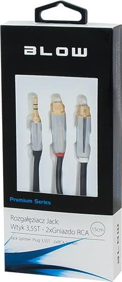 Adapter audio Blow Premium, Jack 3.5mm në 2x RCA, 15cm, i zi