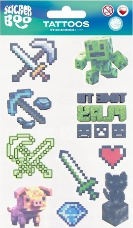Tatuazhe ngjitëse Sticker Boo Pixel Tattoos, set 10 copë, për fëmijë, shumëngjyrëshe