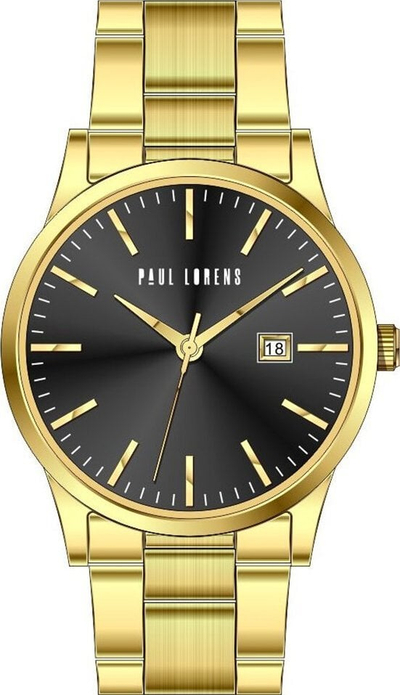 Orë dore Paul Lorens PL14573B-1D1, çelik inox, fushë e zezë