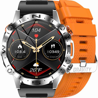 Ora e zgjuar Mski Gravity GT20 4, ekran 1.43\" AMOLED, Bluetooth Call, argjendt me rrip portokalli