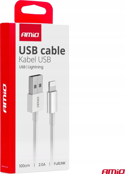 Kabllo karikimi AMiO 03895, USB në Lightning, 1m, e bardhë