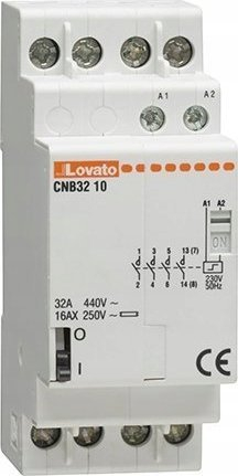 Rele bistabile Lovato CNB32 10, 4NO 32A, spiralë 230VAC, e bardhë