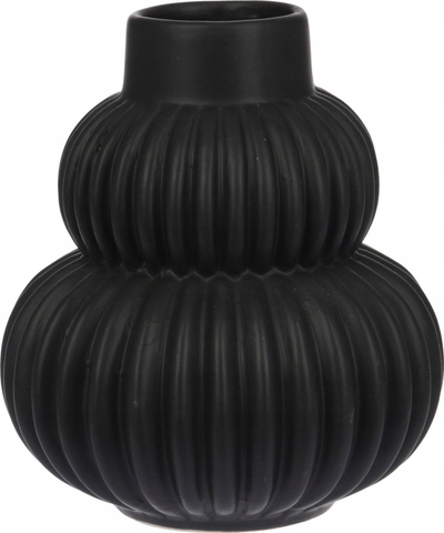 Vazo dekorative H&amp;S Collection Black, qeramike, 17 cm, e zezë