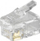 Fishe RJ10 modular për kabllo të sheshta, 4 pin, transparente
