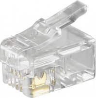 Fishe RJ10 modular për kabllo të sheshta, 4 pin, transparente
