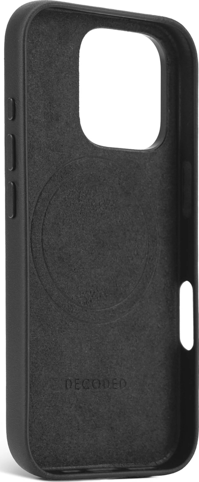 Mbrojtëse telefoni Decoded Leather Back Cover për iPhone 16 Pro, MagSafe, e zezë