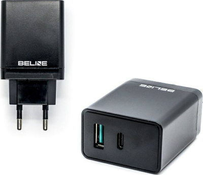 Kokë karikuesi Beline, 1xUSB edhe 1xUSB-C 5A, 18W, e zezë
