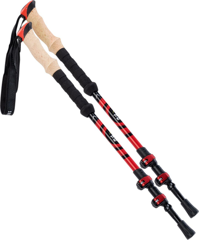 Shkopinj trekking Kathmandu, alumin 7075, 62–135 cm, të kuq