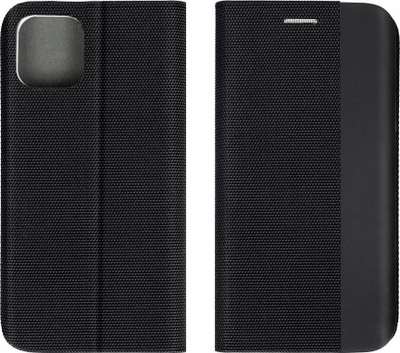 Këllëf telefoni Case Sensitive Book për Xiaomi Redmi 12C, me kapak si libër, me mbajtëse, i zi