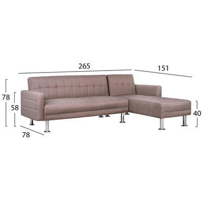 Divan-Shtat këndor Holden I Kthyeshëm 265x151x78cm (HM3147.02), bezhë