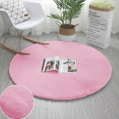 Tapet rrumbullak Strado Round Rug Rabbit, 140x140, antialergjik, rozë SakuraPink