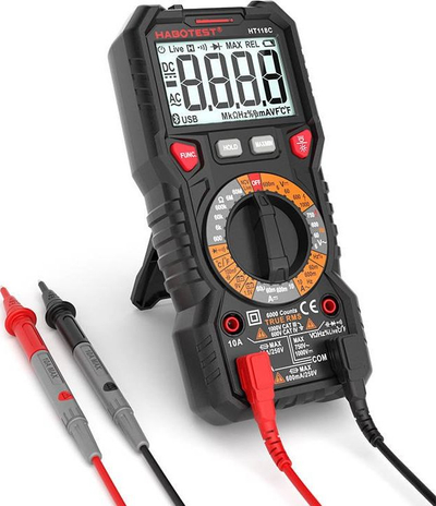 Multimetër dixhital Habotest HT118C, True RMS, me elektrik dore, i zi