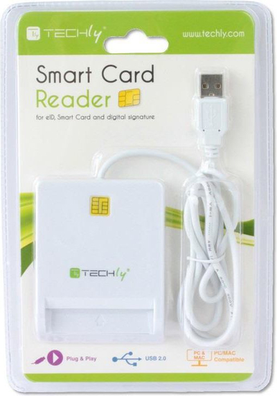 Lexues i kartave smart Techly Compact USB 2.0, i bardhë