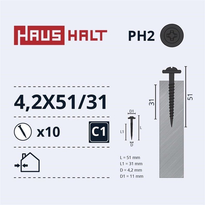 Etiketa vetëngjitëse Haushalt, 4.2x51 mm, set 10 copë, metalike