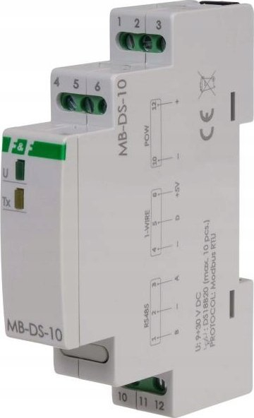 Transmetues temperature MAX MB DS 10, Modbus RTU, montim në shina DIN, i bardhë