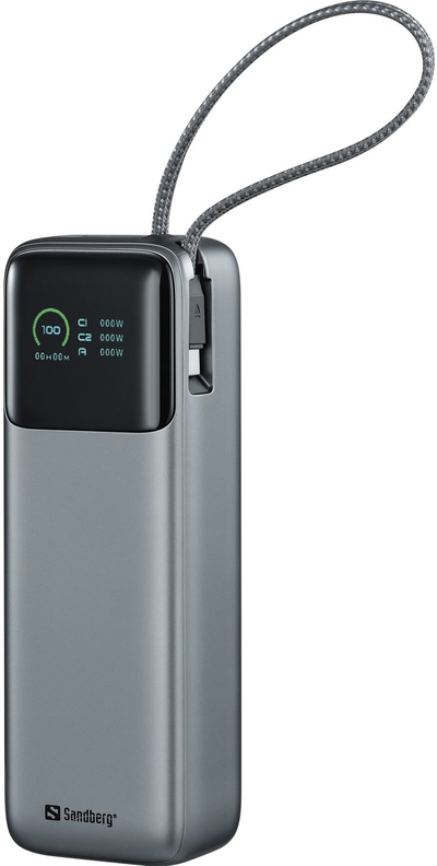 Надворешна батерија Сандберг Се-во-1, 20000mAh, 130W PD, сива