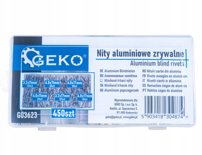 Set nitash alumini Geko G03623, 6 madhësi, 450 copë, argjendtë