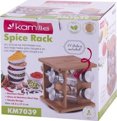 Set kavanozash qelqi për erëza Kamille KM-7039, 8 copë
