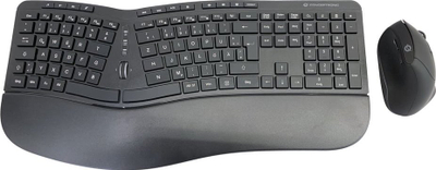 Kombo tastierë dhe maus Conceptronic ORAZIO ERGO, wireless, ergonomik, layout gjerman
