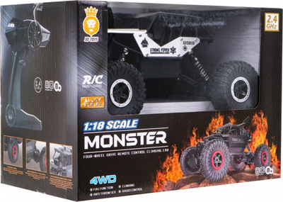 Makina me telekomandë JD Toys Monster, 1:18, 2.4GHz, argjendtë