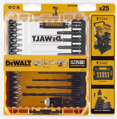 Сет битови и сврдла DeWalt DT7078, 25 делови, со кутија ToughCase
