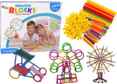 Lodra konstruktive me shkopinj plastikë, set ndërtimi, shumëngjyrëshe